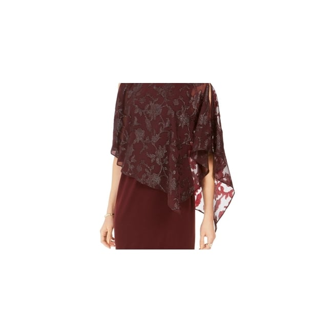 Connected Women's Metallic Capelet Sheath Dress Brown Size 12