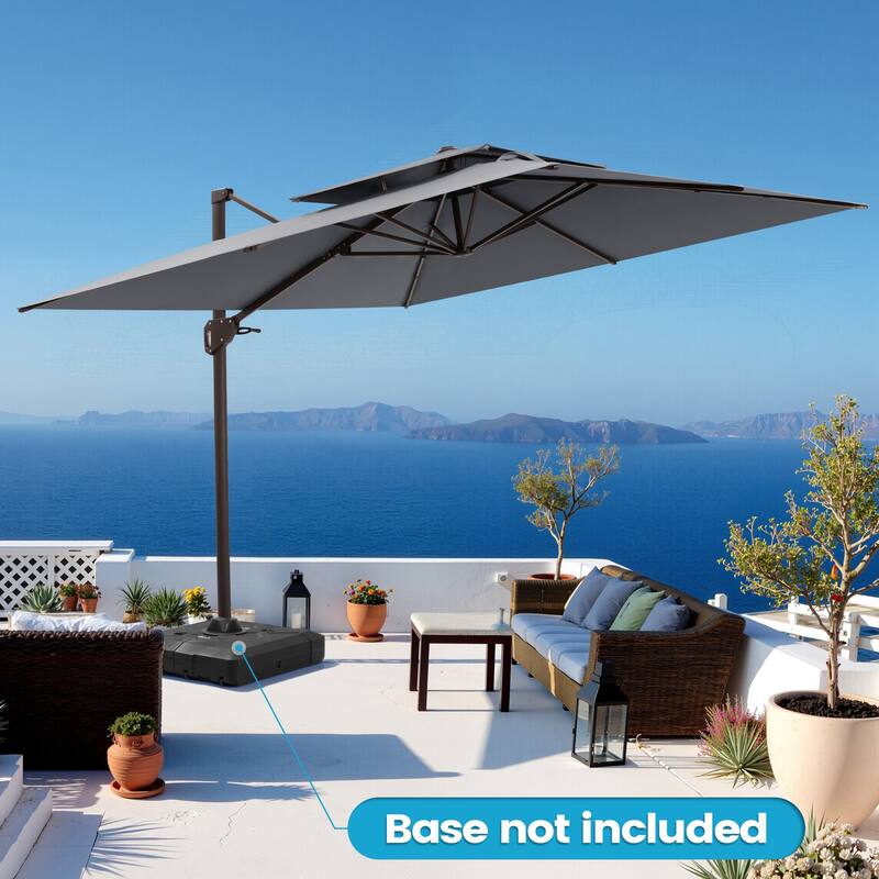 Outdoor 10FT Square Adjustable Offset Cantilever Patio Umbrella