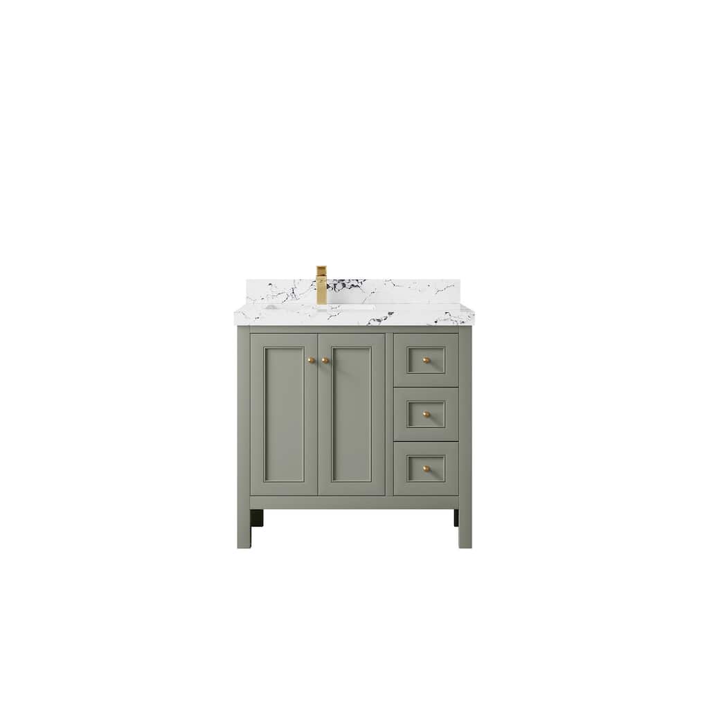 Willow Collections 36 in. W x 22 in. D Nashville Left Offset Sink Bathroom Vanity with Countertop