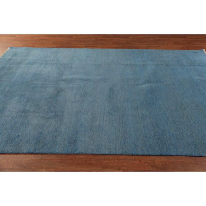 Light Blue Modern Gabbeh Oriental Area Rug Handmade Wool Carpet - 6'10" x 9'9"
