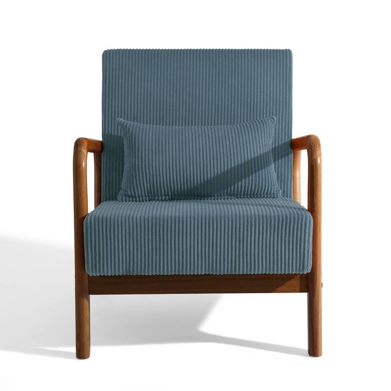 Uixe Mid Century Solid Wood Upholstered Corduroy Accent Chair