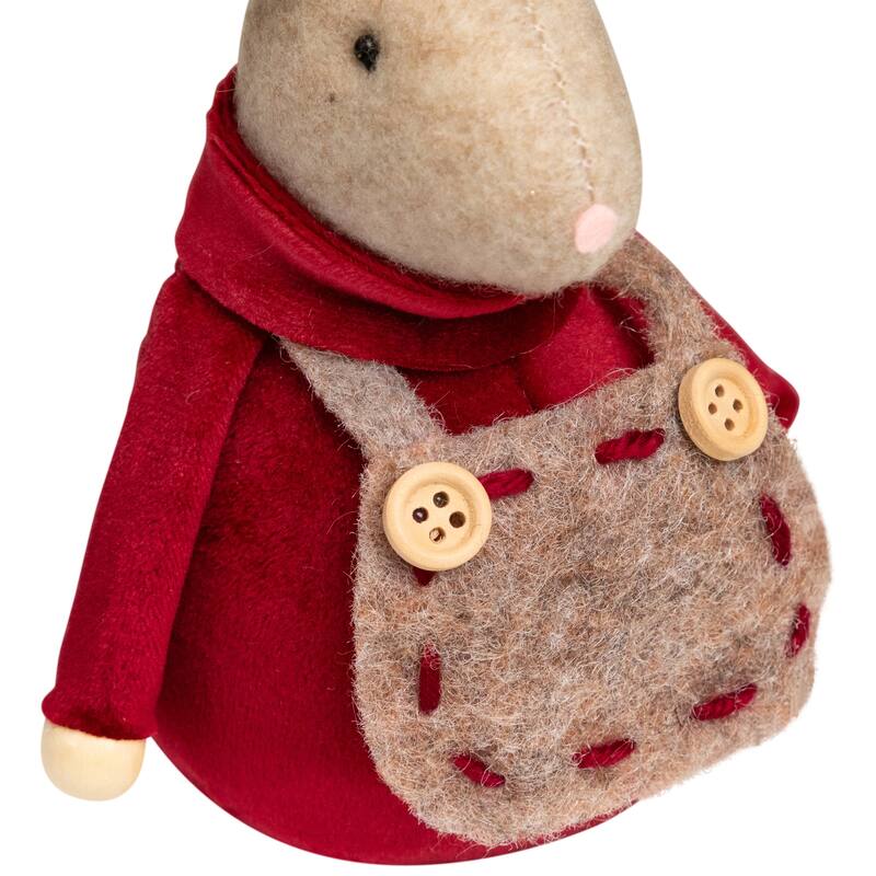 Plush Mice Trio Christmas Figures - 5" - Sand Brown and Burgundy - Set of 3