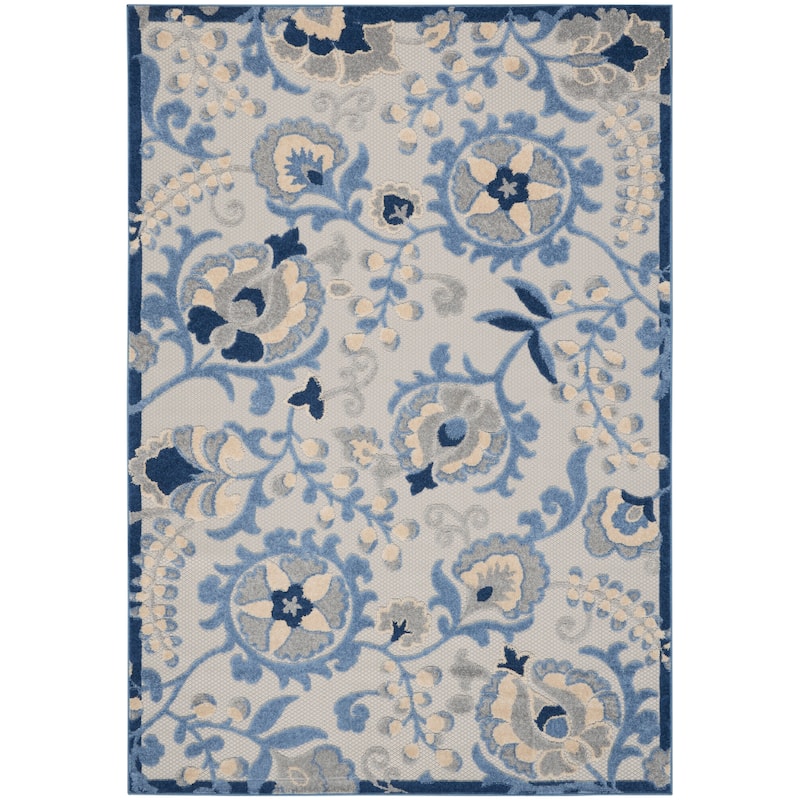 Nourison Alice Indoor/Outdoor Floral Area Rug - 3'6" x 5'6" - Blue/Grey