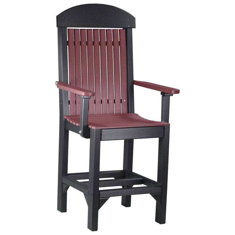 Set of 4 Poly Lumber Classic Dining Chairs - Arm Chair - Cherrywood & Black - Counter Height