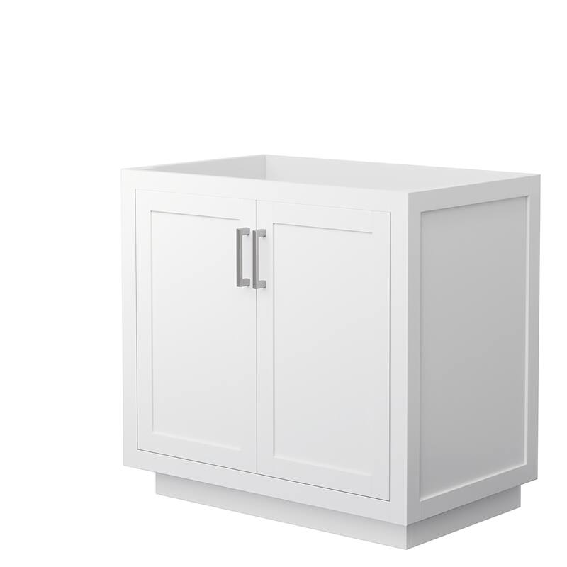 Wyndham Collection Miranda 36" Single Free Standing Vanity Cabinet - White / Brushed Nickel Hardware