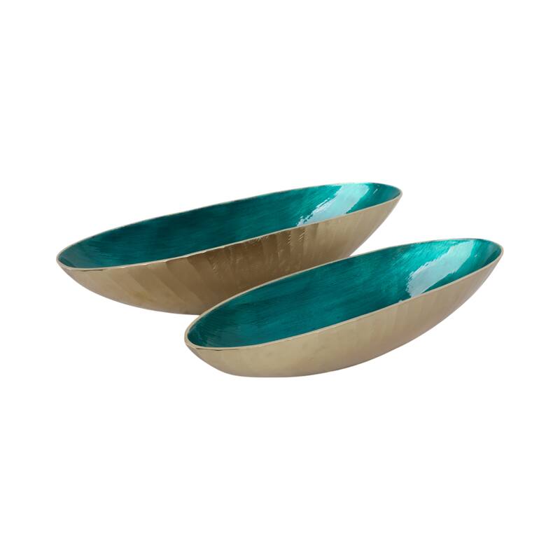 Oval Metal Bowls Sculptural Design -Set of 2 - 20", 23" - 23.0"