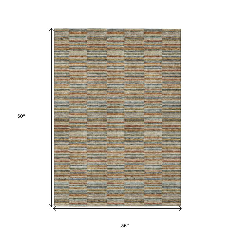 HomeRoots Striped Transitional Rectangle Outdoor Rug