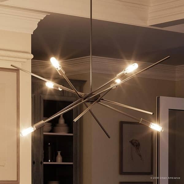 slide 2 of 7, Luxury Modern Chandelier, 10.5"H x 22.625"W, with Vintage Style, Brushed Nickel Finish by Urban Ambiance