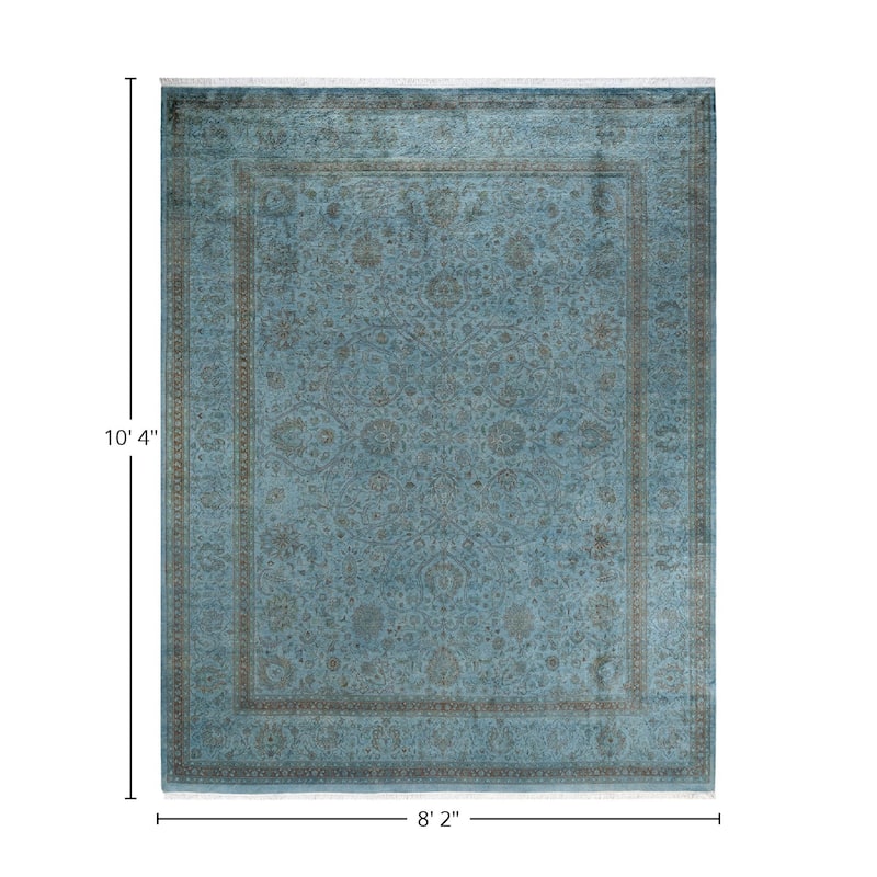 Overton Hand Knotted Wool Vintage Inspired Modern Contemporary Overdyed Blue Area Rug - 8' 2" x 10' 4"