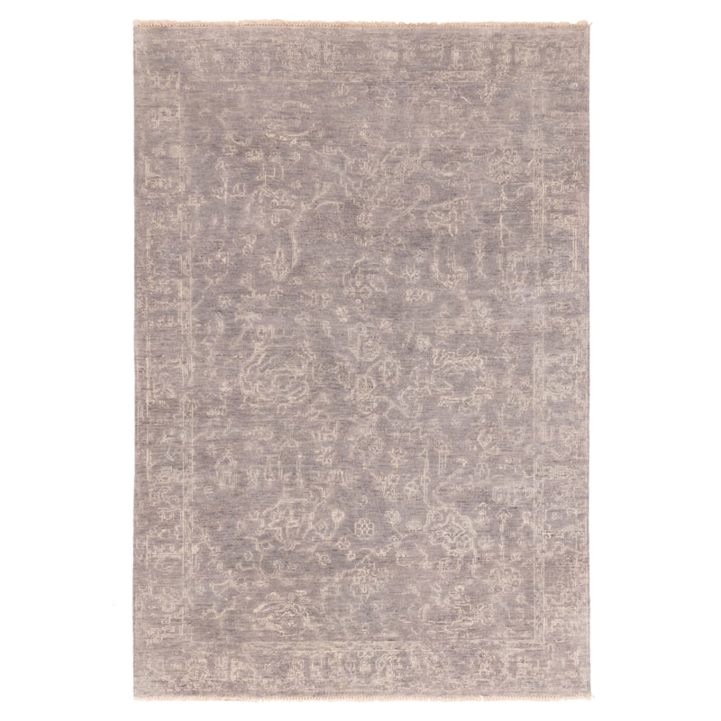 ECARPETGALLERY Hand-knotted Finest Oushak Dark Grey Wool Rug - 6'0 x 8'10