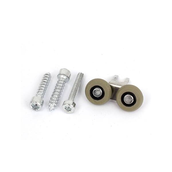Glass Wardrobe Door Hardware Screw Mounted Plastic Double Wheels