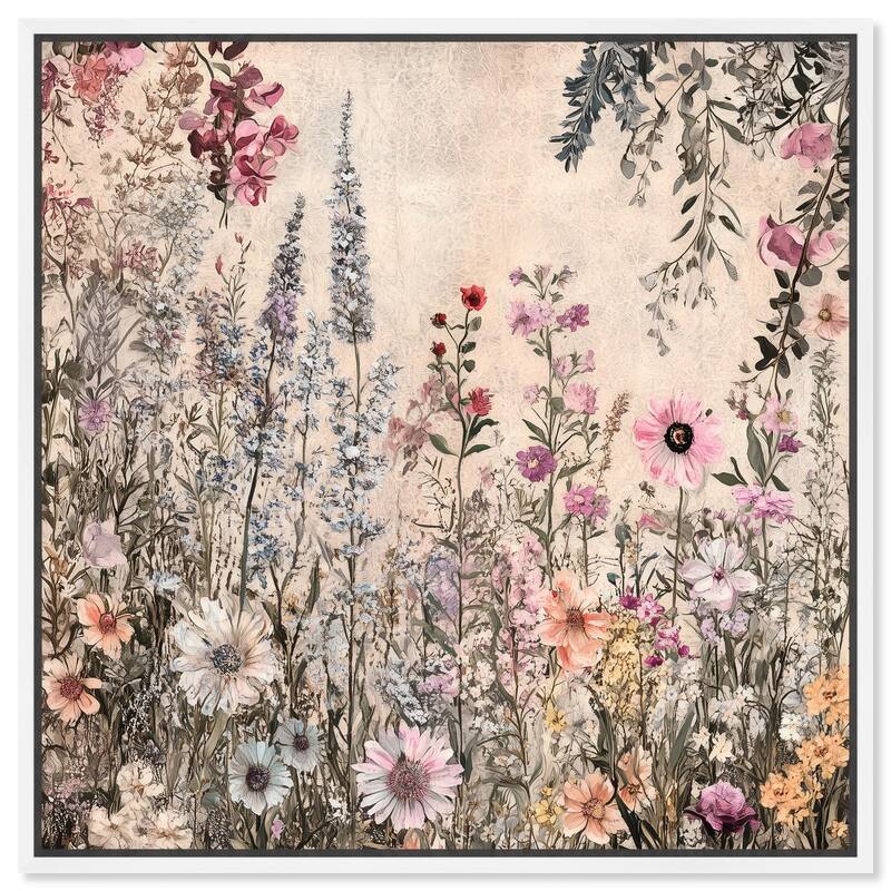 Chiffon Cosmos Canvas by Art Remedy - 20" x 20" - White