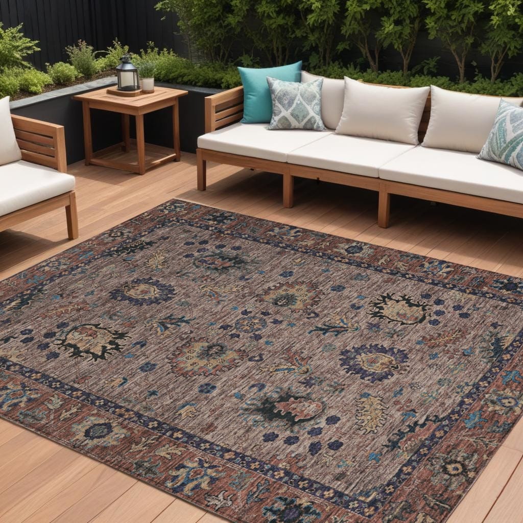 HomeRoots Floral Traditional Rectangle Outdoor Rug