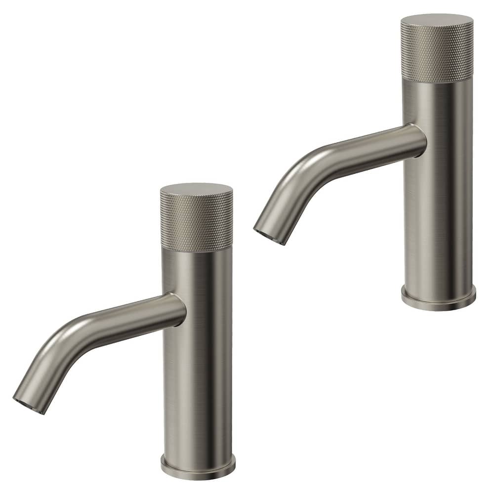 GRANDJOY 2-Pack Low-Arc Single Handle Vessel Sink Faucets with Pop-Up Drain, Modern Bathroom Design