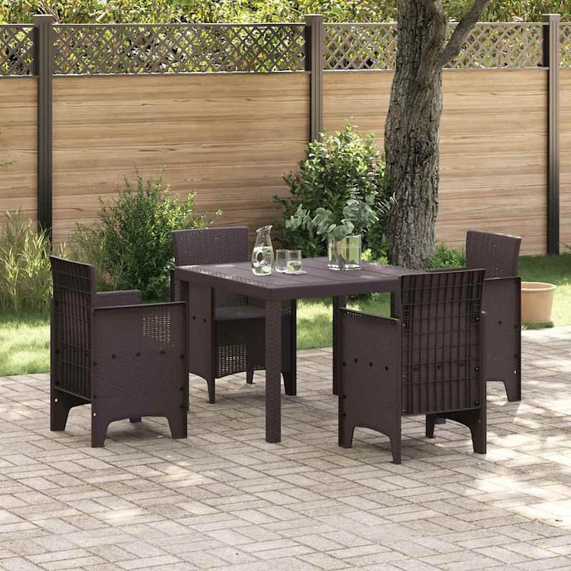 vidaXL Garden Table Anthracite/Brown poly rattan - Brown 39.4"