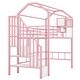 preview thumbnail 7 of 6, Pink Metal Loft Bed with Roof Design and Storage Box, Twin