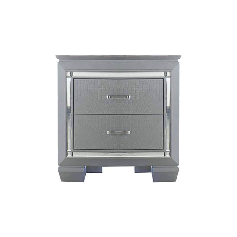 Gray 2 Drawer 17 in. W Nightstand with Sturdy Hardware and Ample Storage