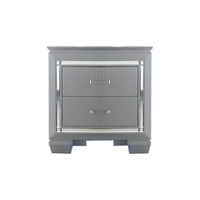 Gray 2 Drawer 17 in. W Nightstand with Sturdy Hardware and Ample Storage