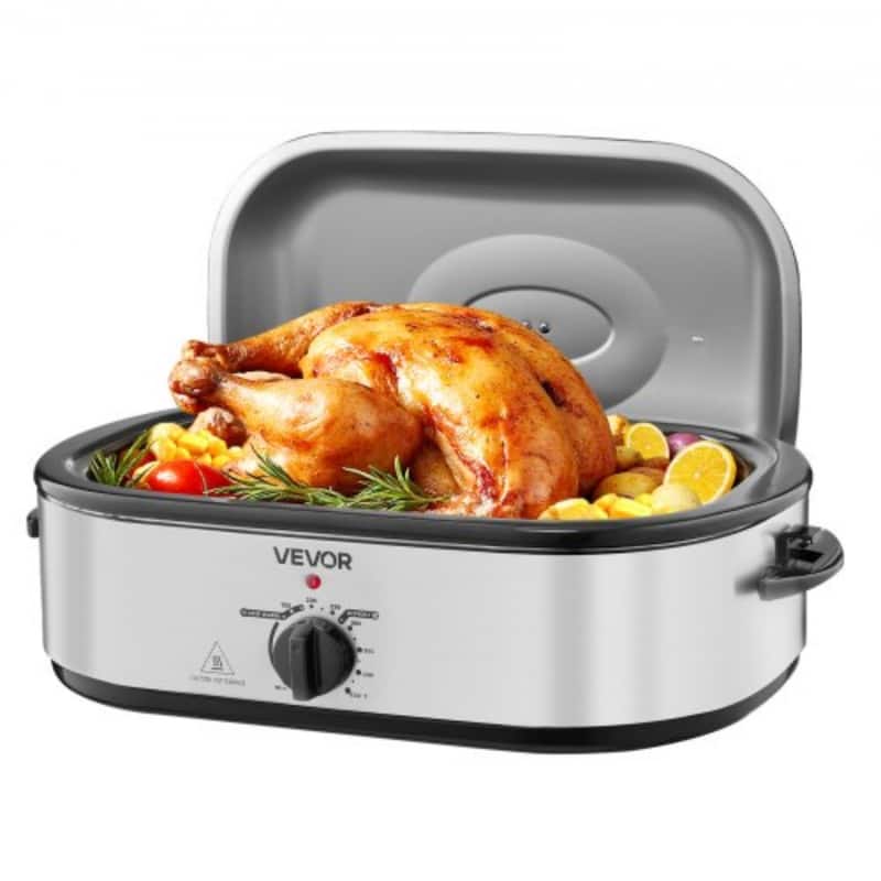 Black-Silver 18QT Electric Roaster Oven with Self-Basting Lid - 23.31 x 15.67 x 11.22 inch
