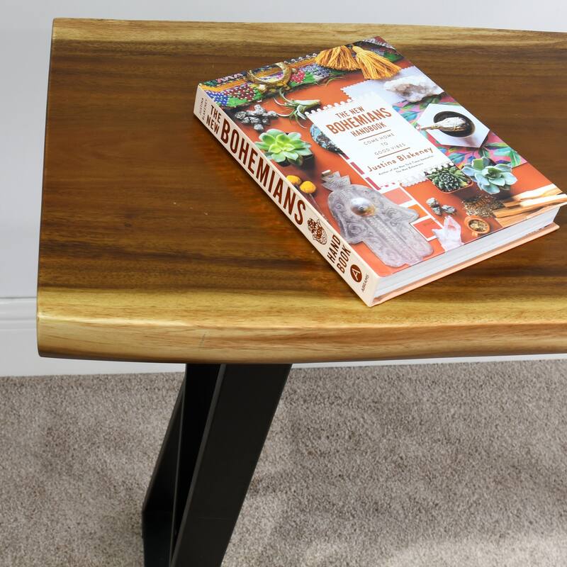 Natural Wood Rectangle Coffee Console Table