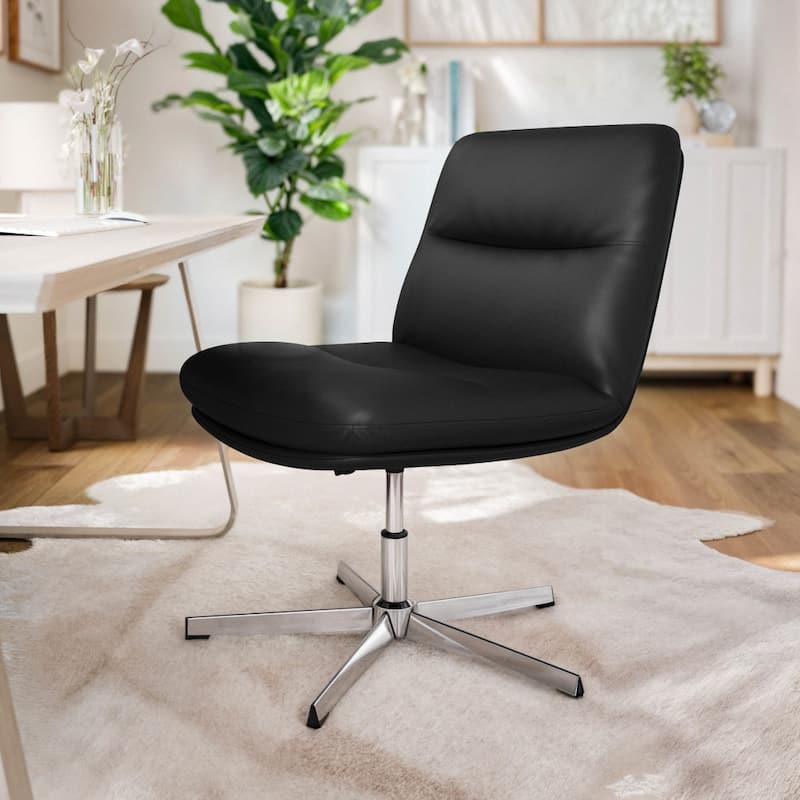 Commercial Wide Mid-Back Padded Upholstered Swivel Office Chair - 27.25"W x 27.25"D x 31.75" - 36.5"H