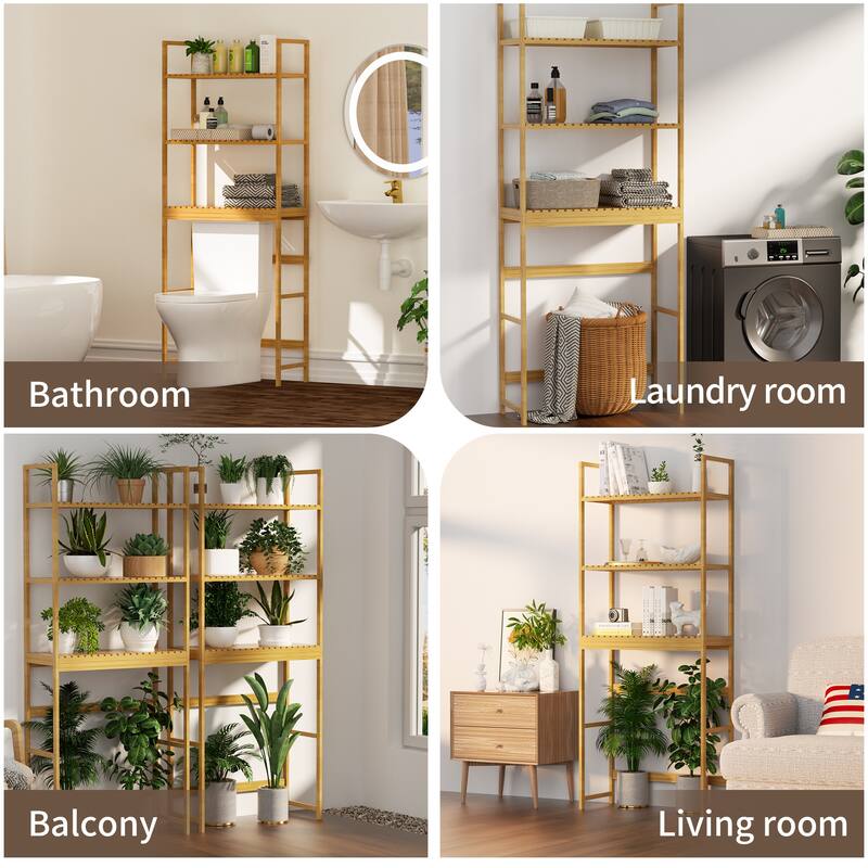 25 in. W x 64 in. H x 10.2 in. D Bamboo Shelf with Adjustable Shelf (FSC Certified)