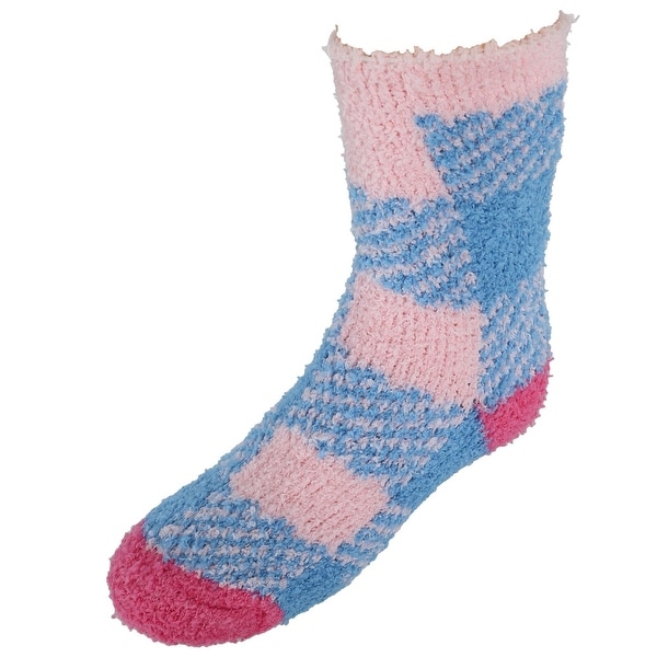Beverly Hills Polo Club Girls Plaid Slipper Socks