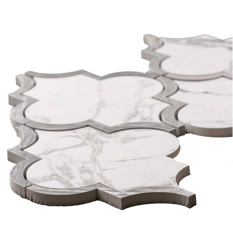 The Tile Life Stately Lantern 9" x 14" Polished Porcelain Mosaic Wall & Backsplash Tile