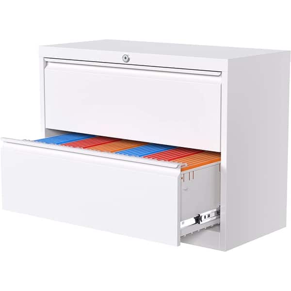 2 Drawer File Lateral Filing with Lock, Metal Steel Horizontal File