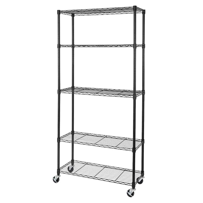 Seville Classics UltraDurable® 5-Tier NSF Steel Wire Shelving, 36" W x 14" D, Black - 36" W x 14" D