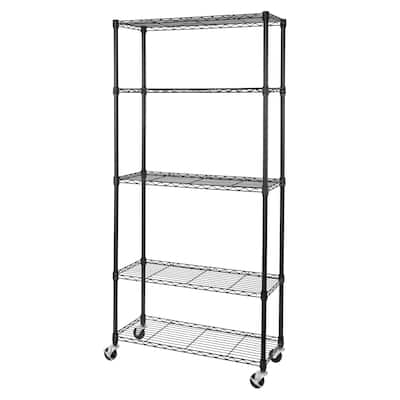 Seville Classics UltraDurable® 5-Tier NSF Steel Wire Shelving, 36" W x 14" D, Black - 36" W x 14" D