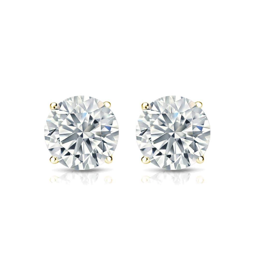 Auriya 14k Gold Lab Grown Round Diamond Stud Earrings 0.50 to 5.00 ct. tw. 4-Prong Martini Screw-Back (F-G VS)