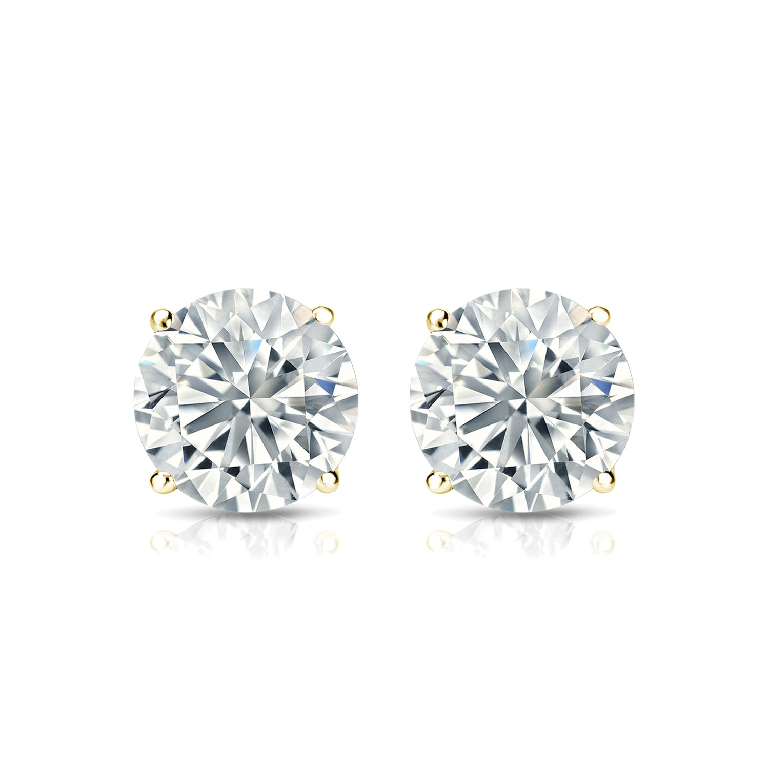 Auriya 14k Gold Lab Grown Round Diamond Stud Earrings 0.50 to 5.00 ct. tw. 4-Prong Martini Screw-Back (E-F VS)