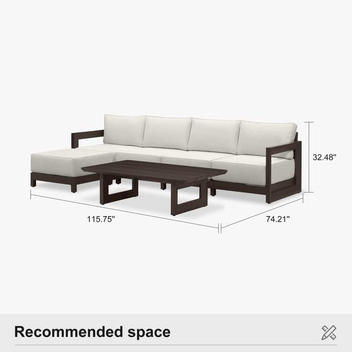 PURPLE LEAF Caesar Outdoor Couch with 9.6" white Thick Cushion and Table for Yard Porch Deck Outdoor Patio Conversation Sets