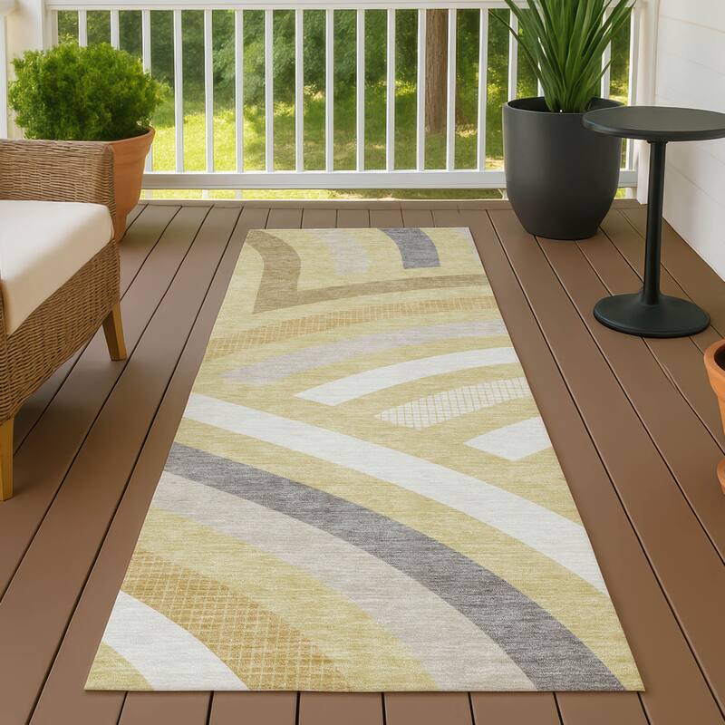 Machine Washable Indoor/ Outdoor Modern Jalen Chantille Rug - Wheat - 2'3" x 7'6"
