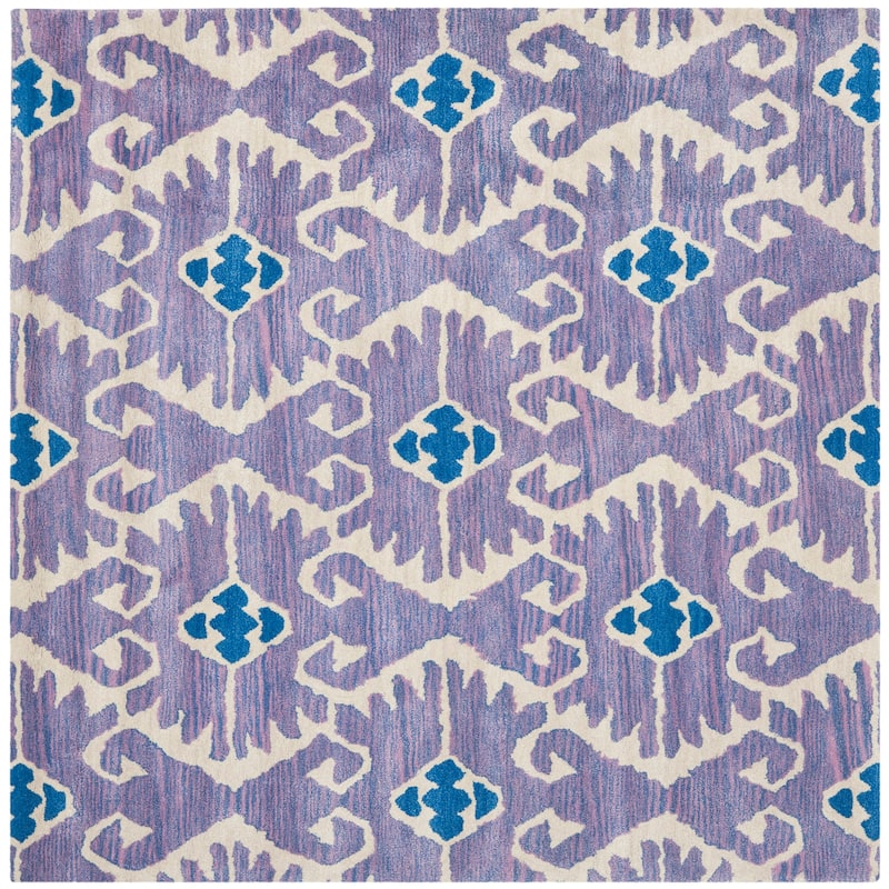 SAFAVIEH Handmade Wyndham Bekin Modern Wool Rug - 7' Square - Lavander/Ivory