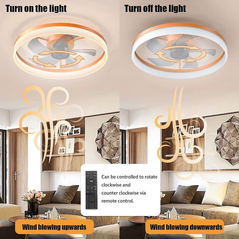 Modern Flush Mount Ceiling Fan with Lights