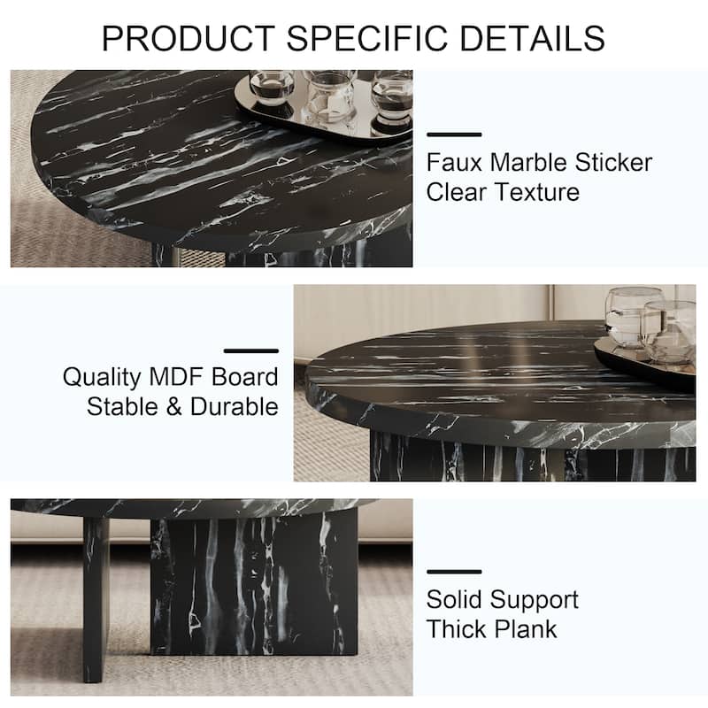 Gray MDF material circular textured coffee table dining table