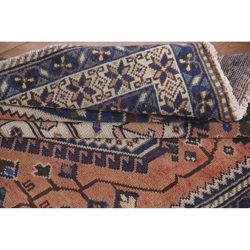 Geometric Bakhtiari Vintage Persian Area Rug Hand-Knotted Wool Carpet - 5'0" x 10'0"