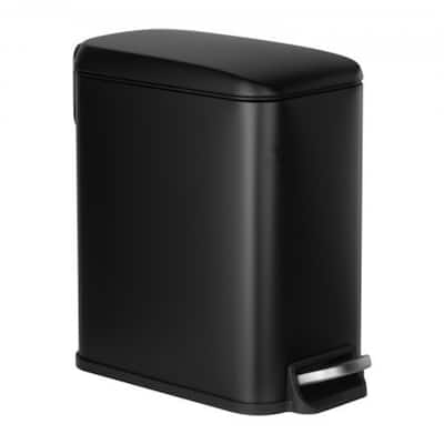 Black Galvanized Steel Bathroom Trash Can 6L with Foot Pedal Lid