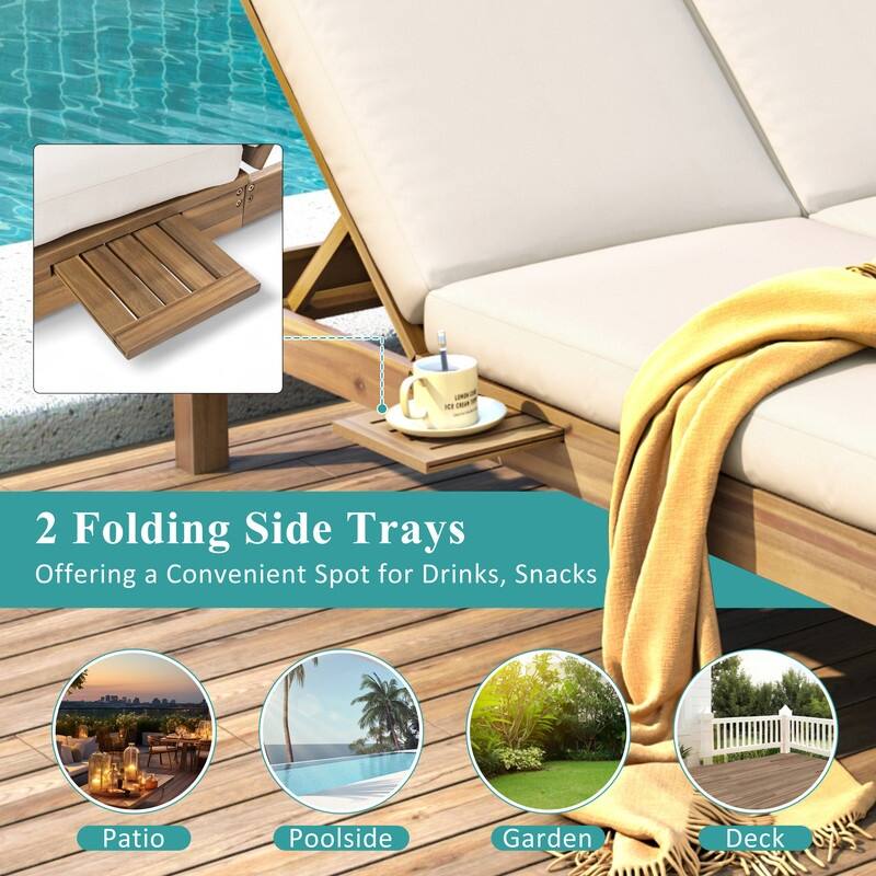 Spruce & Spring 5-Position Adjustable Backrest Double Outdoor Chaise Lounge