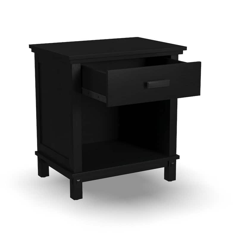 Homestyles Oak Park Black Wood Nightstand