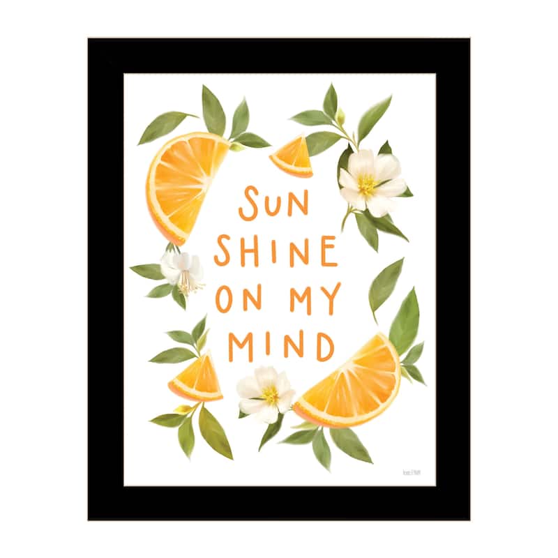 TrendyDecor4U Contemporary "Sun Shine on My Mind" Framed Print Wall Art - Black