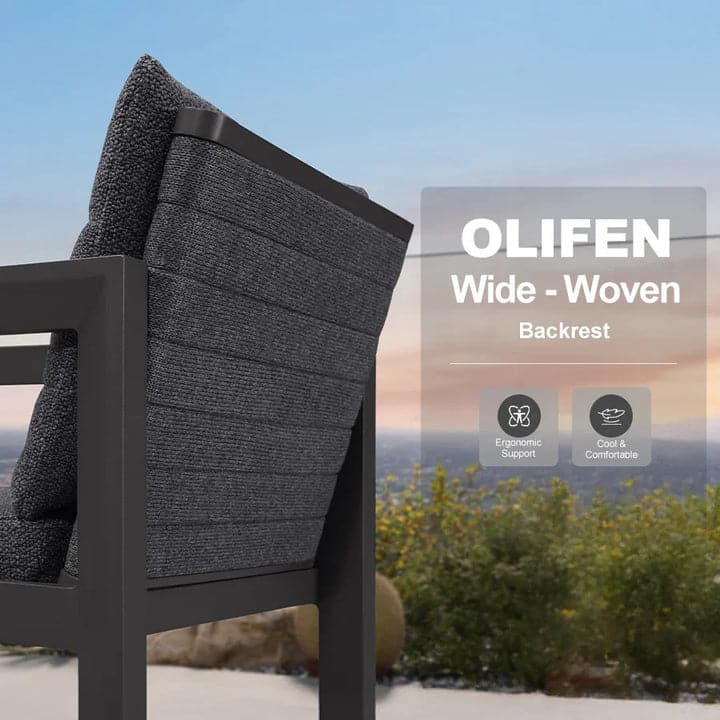 PURPLE LEAF Caesar Outdoor Dining Set Aluminum Luxury Patio Furniture with Olifen Removable Thick Cushion and Pillow-Grey - N/A