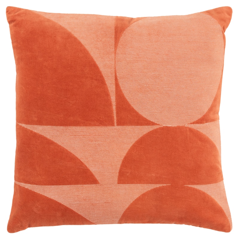 Rizzy Home Cotton Velvet Contemporary Shape Throw Pillow - Orange