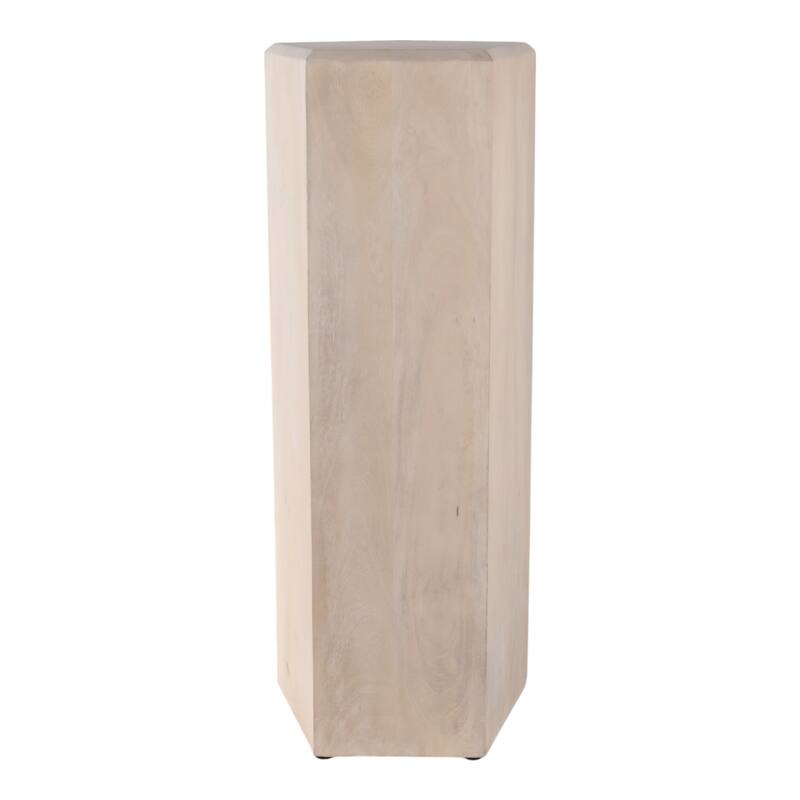 Natural Wood Side Table Elegant Geometric Design Narrow End Accent