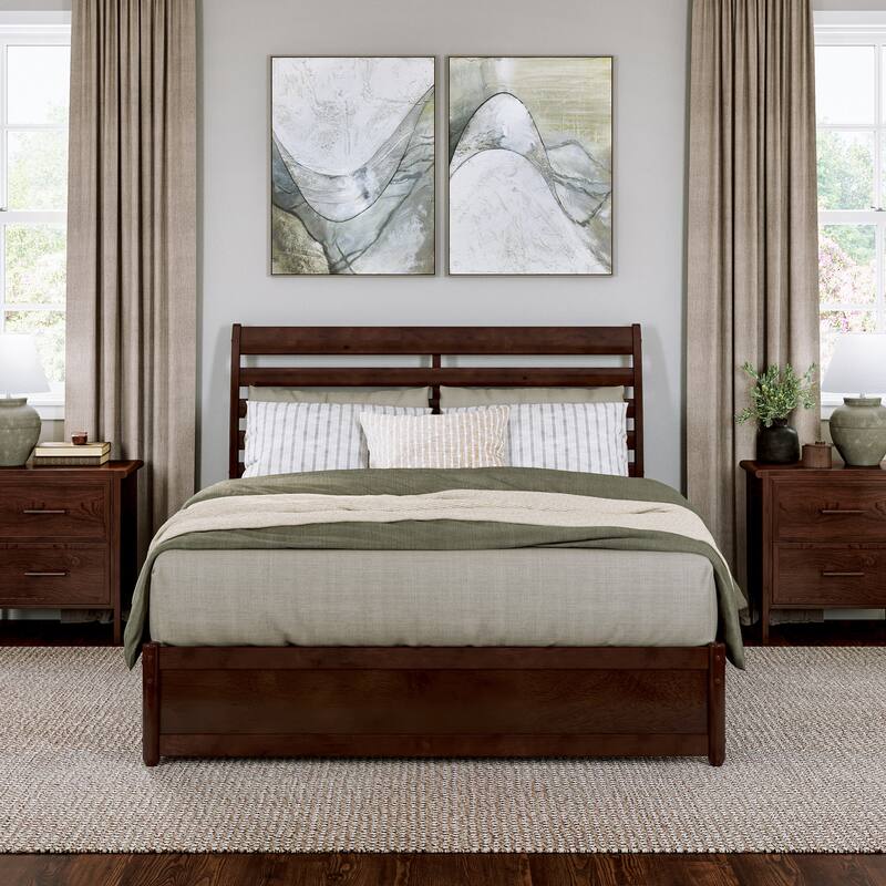 Emelie Platform Bed with Panel Footboard and Twin XL Trundle