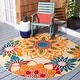 preview thumbnail 1 of 36, SAFAVIEH Cabana Elvezia Indoor/ Outdoor Waterproof Patio Floral Rug 9' Round - Ivory/Orange