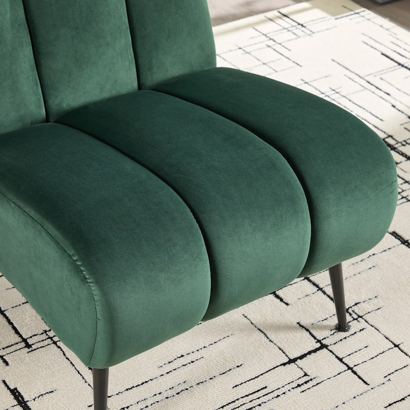 24.4"W Accent Chair,Upholstered Armless Chair with Metal Legs