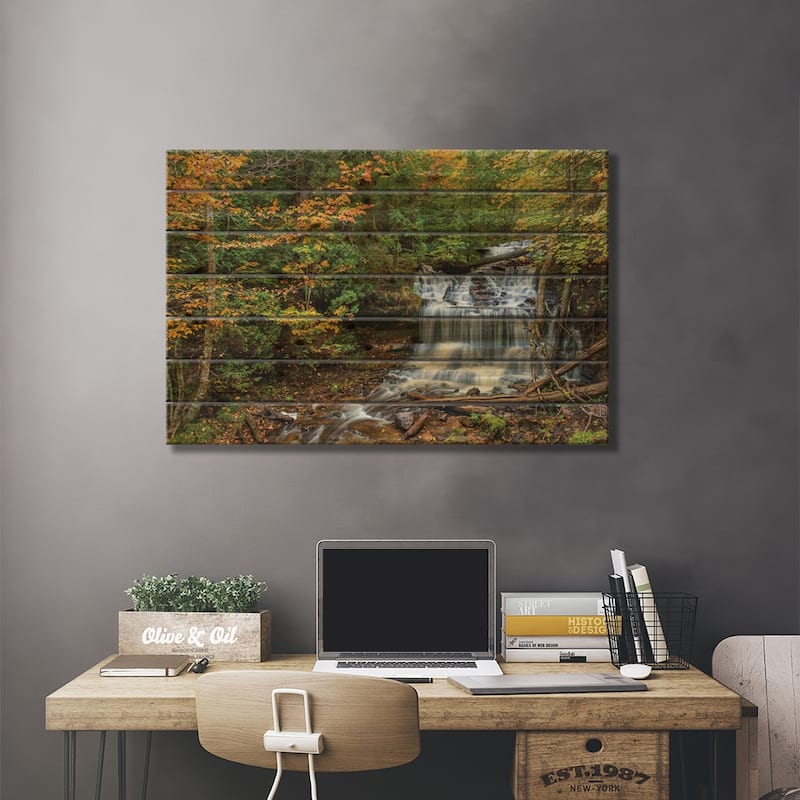 Michigan, Munising. Wagner Falls Print On Wood by Jamie & Judy Wild - Multi-Color